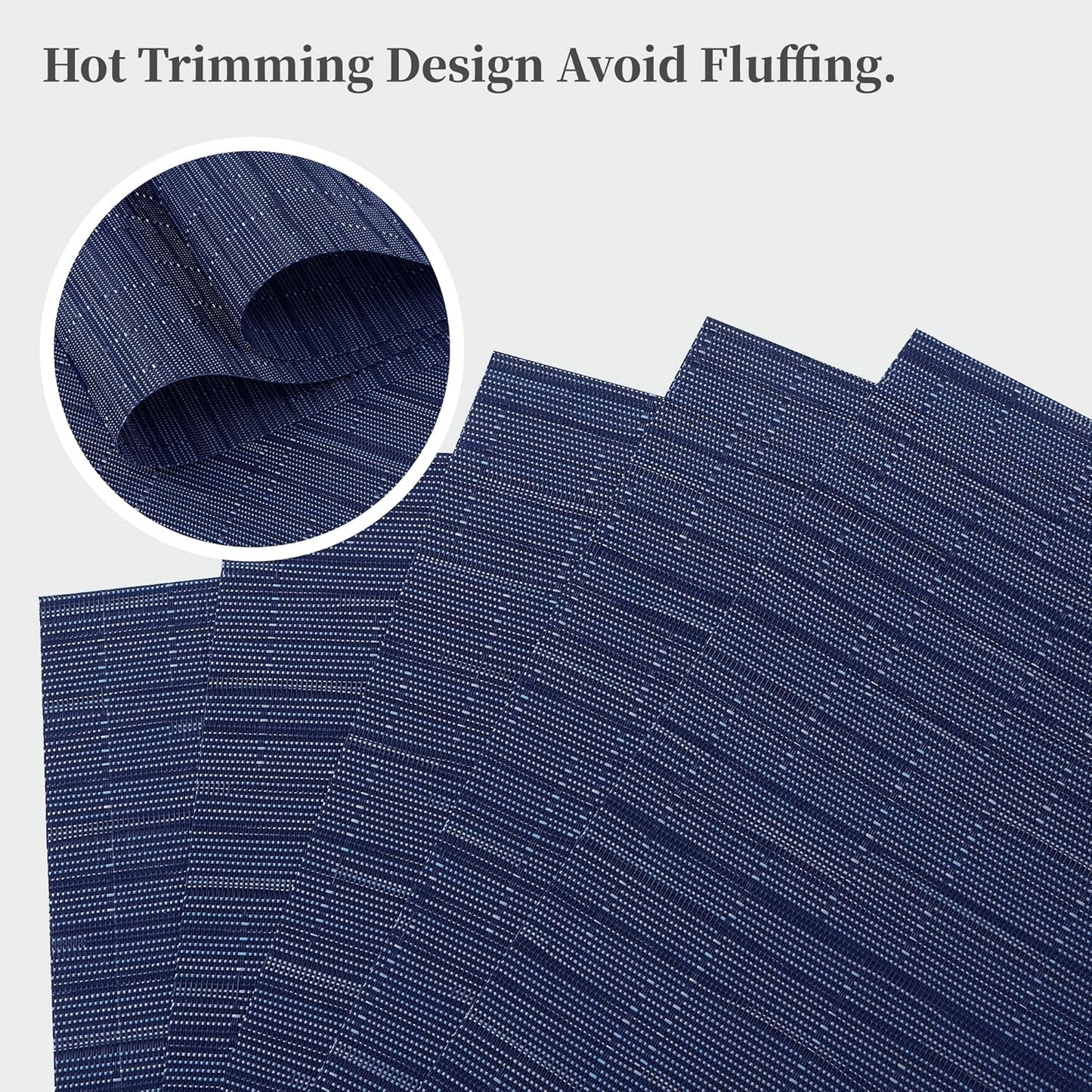 Leetaltree Blue Placemats Set of 6 - Heat Resistant Non-Slip Place mats for Dining Table, Washable