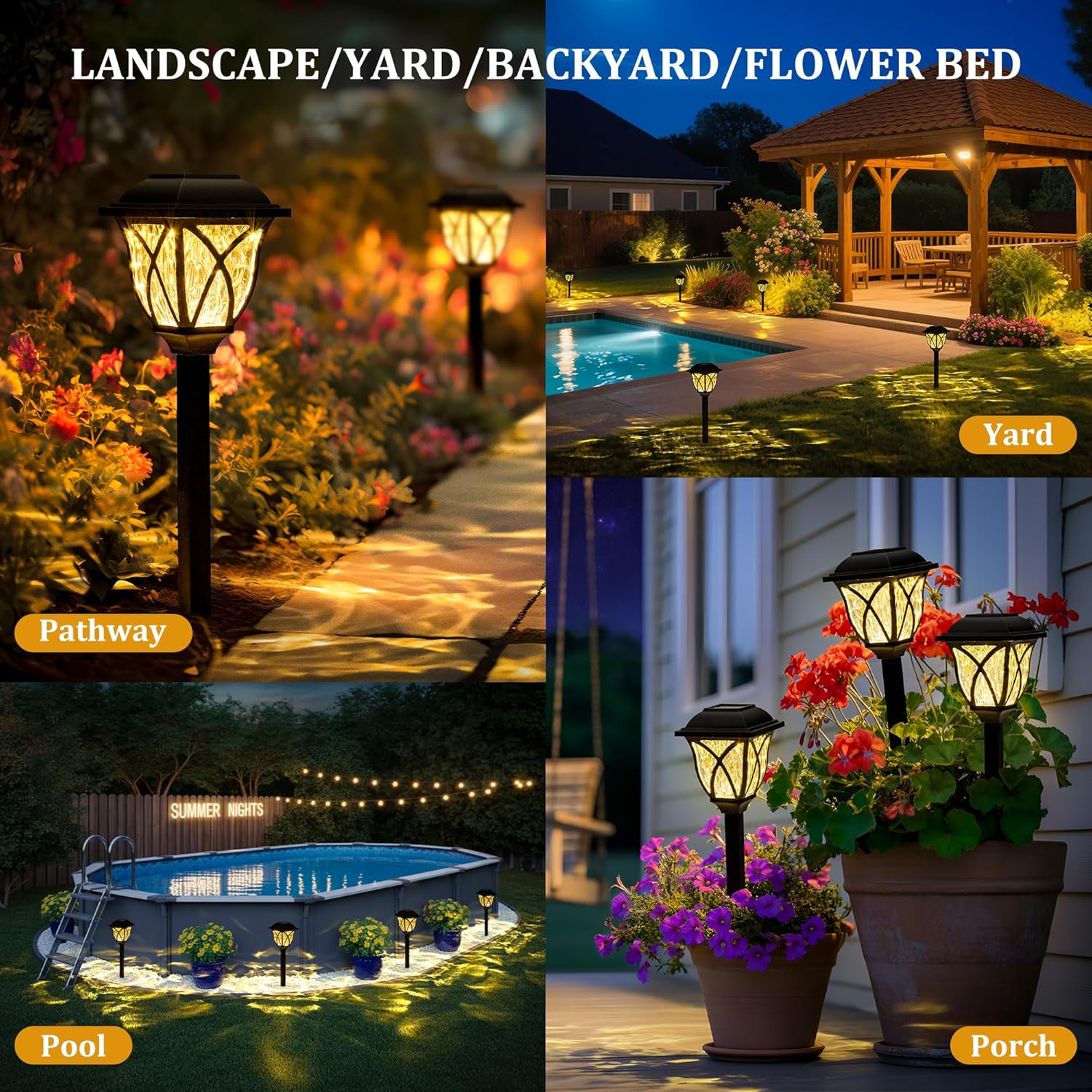 GIGALUMI Solar Lights Outdoor Waterproof, 8 Pack LED Solar Garden Lights, Outdoor Decorations