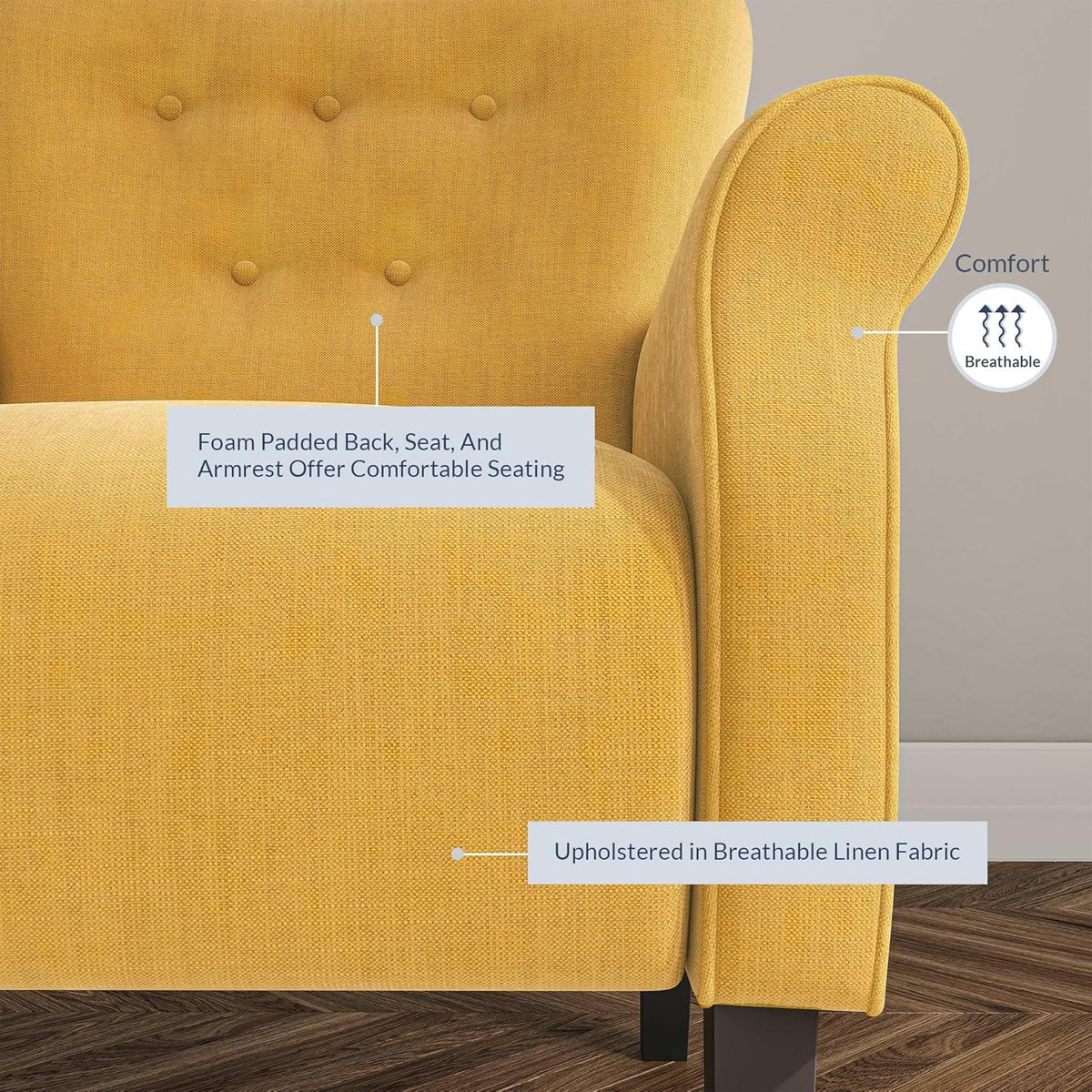 BELLEZE Modern Accent Chair, High Back Armchair, Upholstered Wingback Side Chair, Padded Single