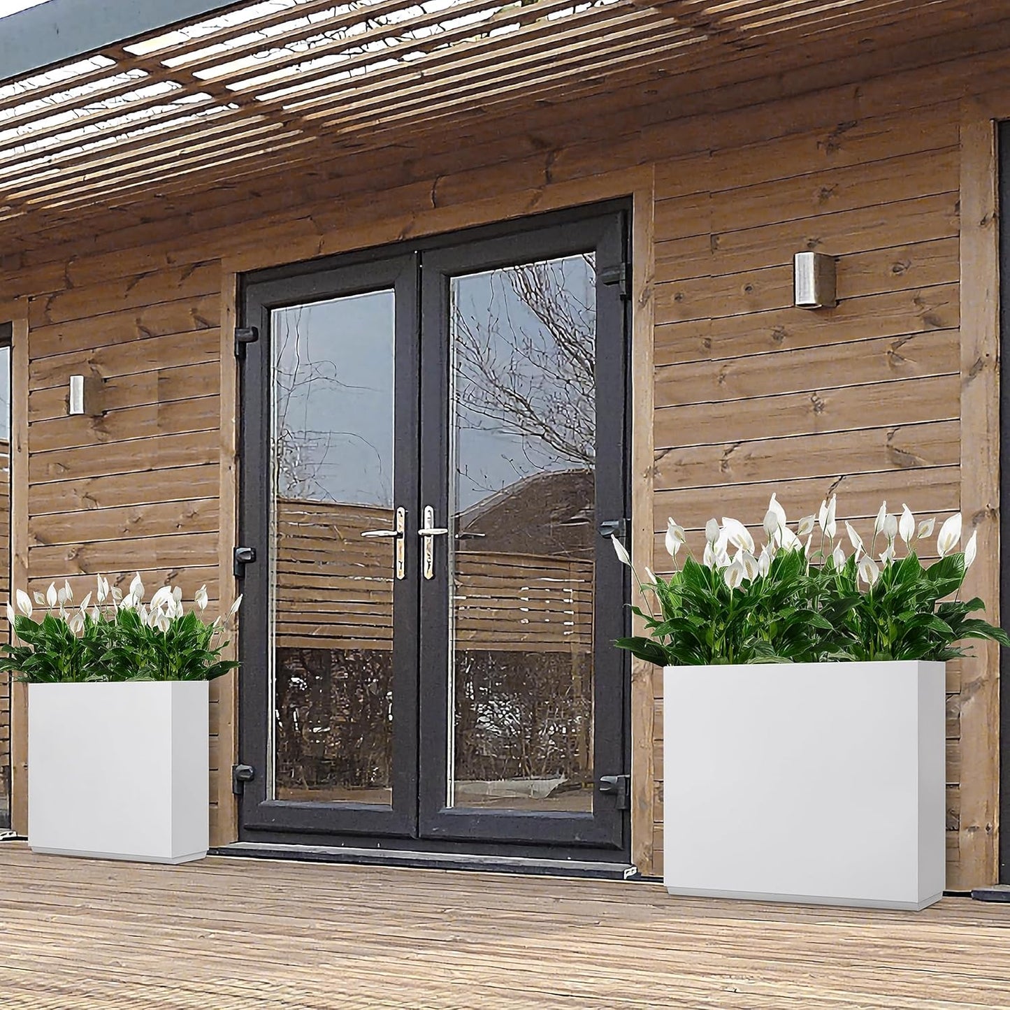 Metallic Heavy Planter for Outdoor Plants, 38Lx10Wx30H Inches Tall and Long Metal Divider Planter