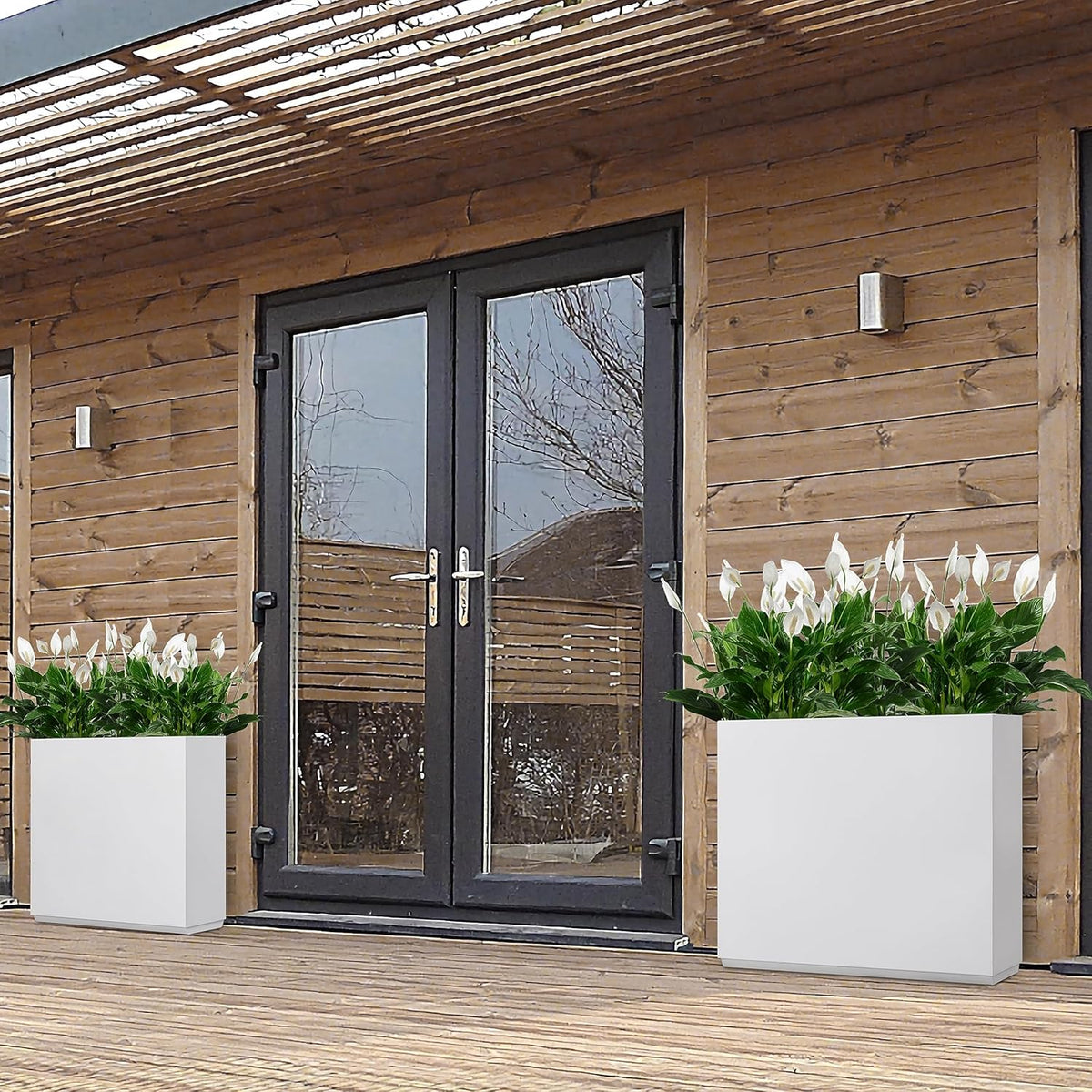 Metallic Heavy Planter for Outdoor Plants, 38Lx10Wx30H Inches Tall and Long Metal Divider Planter
