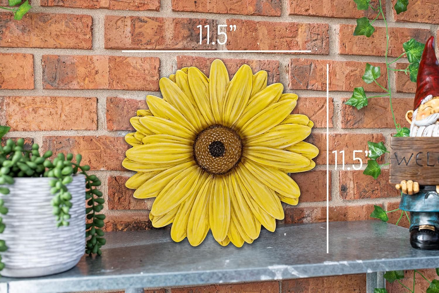 NAT & Jules Gerbera Daisy Flower Shaped Dimensional Indoor Outdoor 12 inch Cast Resin Decorative