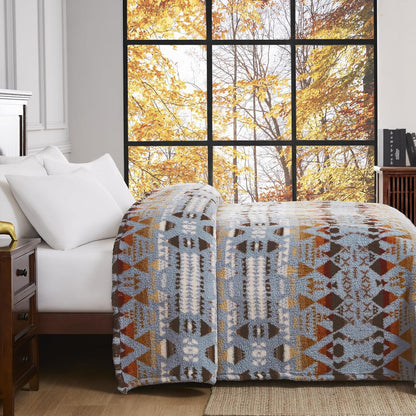 CASAAGUSTO Boho Sherpa Throw Blanket, Aztec Queen Blanket, Ultra Soft, Warm, Cozy, Plush, Thick