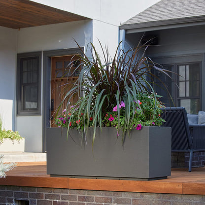 PolyStone Milan Tall Modern Outdoor/Indoor Rectangular Trough Planter, 46" L X 17" W X 19" H
