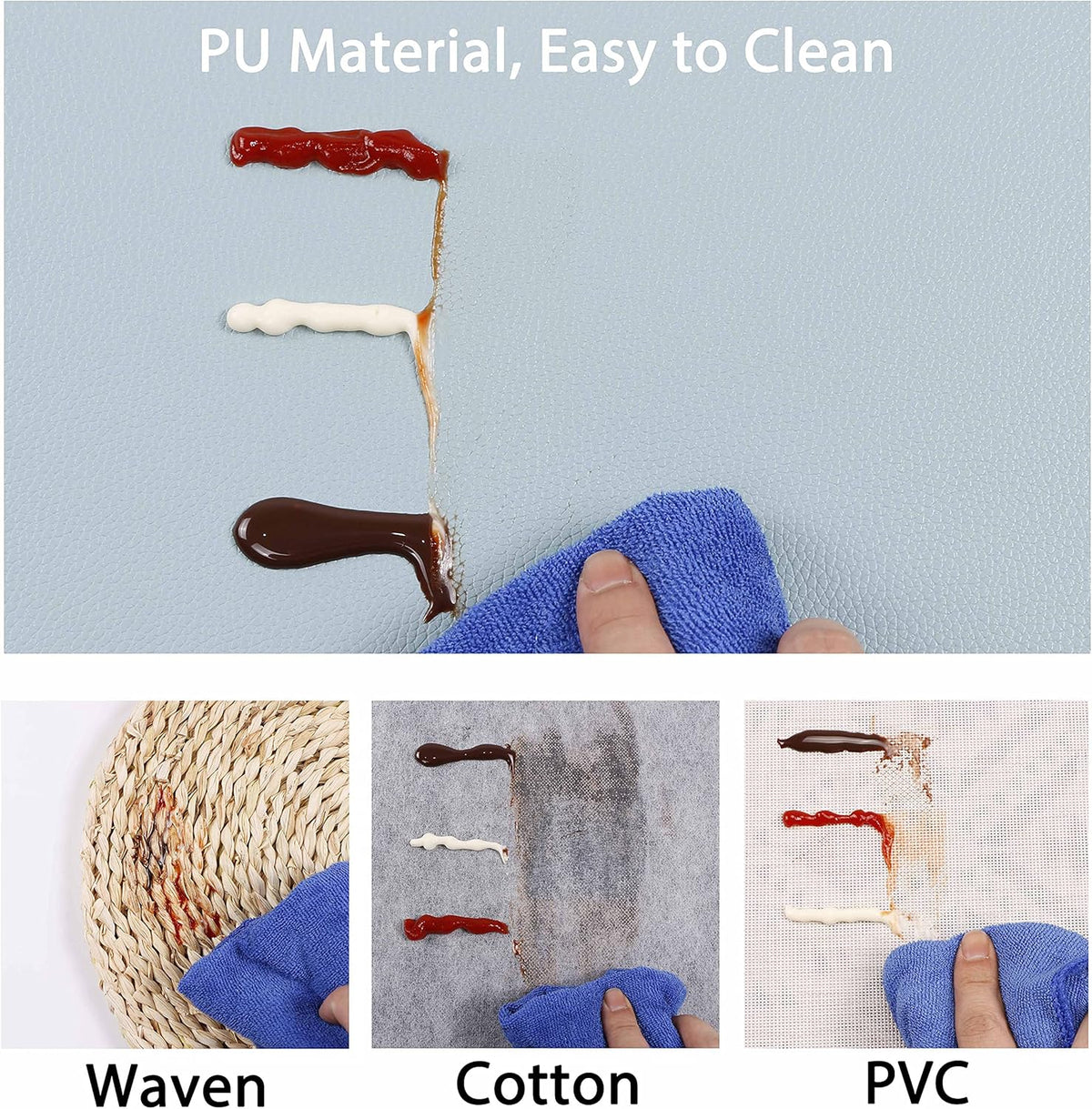 Set of 8 Faux Leather Placemats, PU Table Mats, Waterproof, Stain Resistant, Heat Resistant