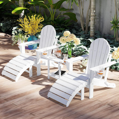 Sundale Outdoor Folding Plastic Adirondack Ottoman, All-Weather Adirondack Chair Footrest, Fade and