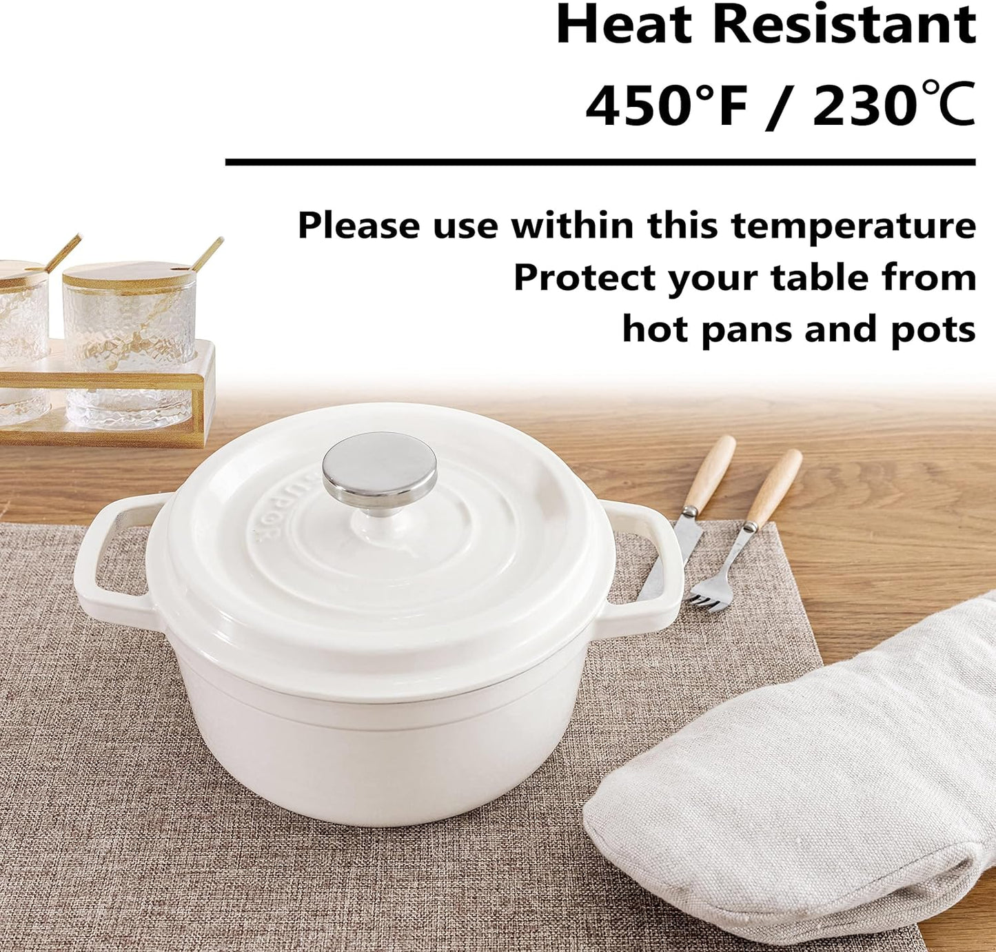 Home Brilliant Fabric Cotton Placemats Set of 6 Heat Resistant Dining Table Place Mats Kitchen
