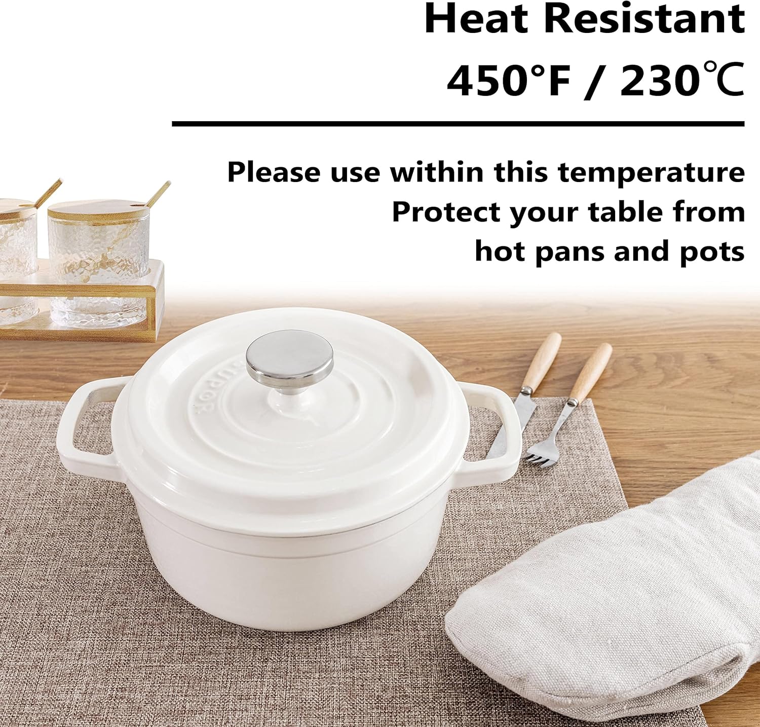 Home Brilliant Fabric Cotton Placemats Set of 6 Heat Resistant Dining Table Place Mats Kitchen