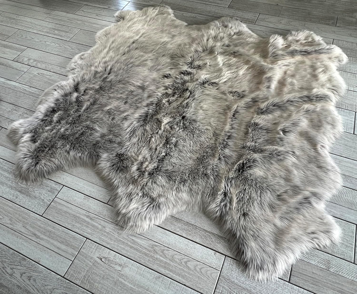 LAMBZY Faux Sheepskin Super Soft Hypoallergenic Free Shape Silky Shag Rug, Luxury Shaggy Silky