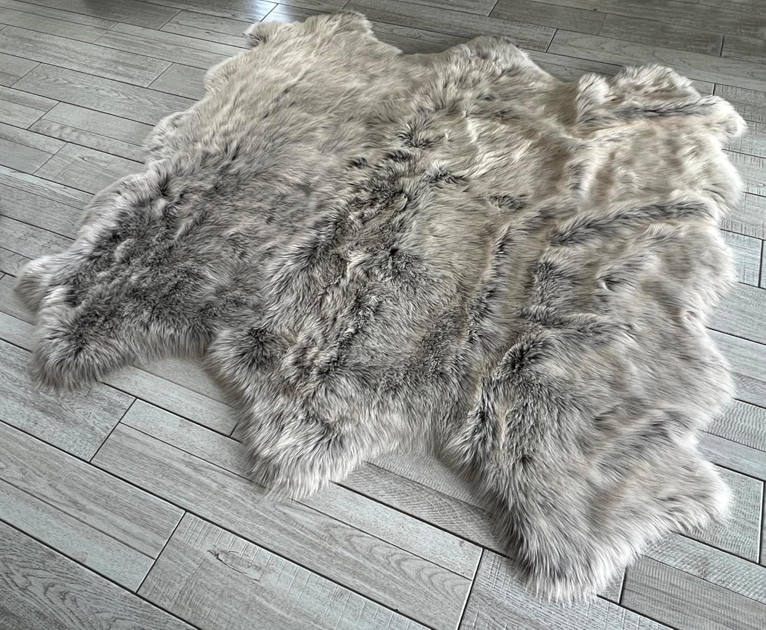 LAMBZY Faux Sheepskin Super Soft Hypoallergenic Free Shape Silky Shag Rug, Luxury Shaggy Silky