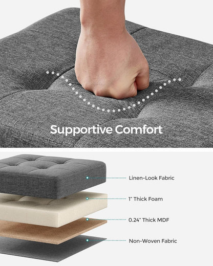 SONGMICS Storage Ottoman, Small Ottoman Foot Rest with Legs, 12.6 x 15.8 x 13.2 Inches Foot Stool