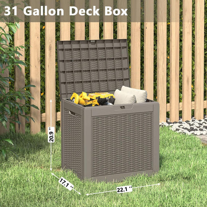 KAMABOKO 30 Gallon Outdoor Storage Box, Resin Deck Boxes Indoor and outdoor, Waterproof Storage Box