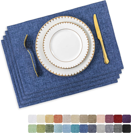 Home Brilliant Set of 4 Placemats Blue Placemats Heat Resistant Dining Table Place Mats Kitchen