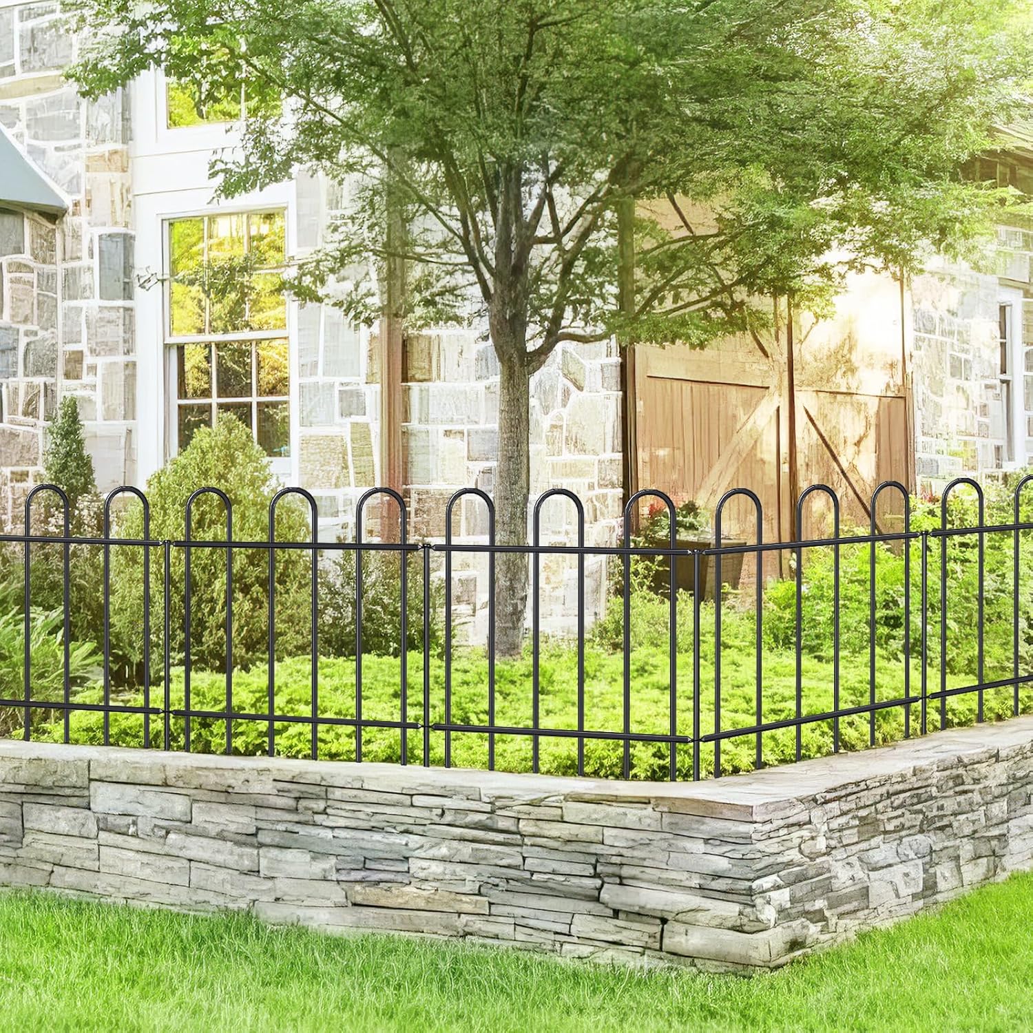 Metal Garden Fence 24 in H x 16 ft L, No dig Garden Border Yard Fencing, Dog Fence Outdoor