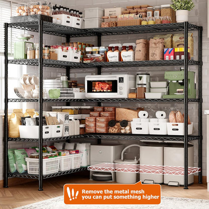 REIBII 1600LBS Storage Shelves Metal Shelving 5 Tier Wire Shelving Unit, 69.8" W Pantry Shelves
