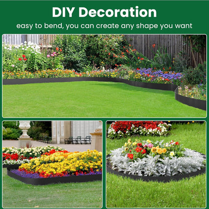 Landscape Edging, 33' 4" Tall Garden Edging with Scissors, Lawn Edging with 30 Garden Spikes and 2