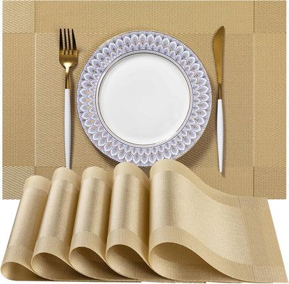 LEXMORE Placemats Set of 8 Vinyl/Plastic Woven Place Mats for Kitchen Table Indoor/Outdoor Washable