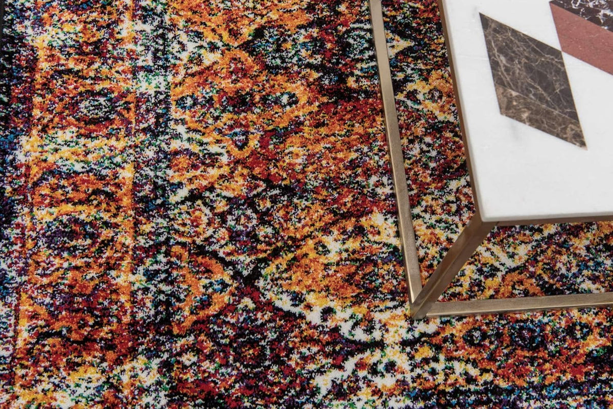 Unique Loom Rosso Collection Vintage, Traditional, Bohemian, Geometric, Border, Distressed