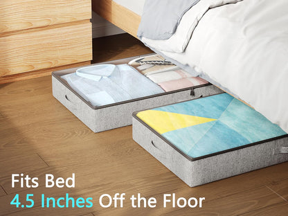 2-Pack Under Bed Storage Containers, 4.5 Inches Tall Low Profile Underbed Clothes Storage Organizer