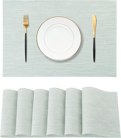 Leetaltree Mint Cream Placemats Set of 6 - Heat Resistant Non-Slip Place mats for Dining Table