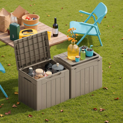 Devoko 30 Gallon Resin Deck Box 2 Pack Outdoor Indoor Waterproof Storage Box for Patio Furniture