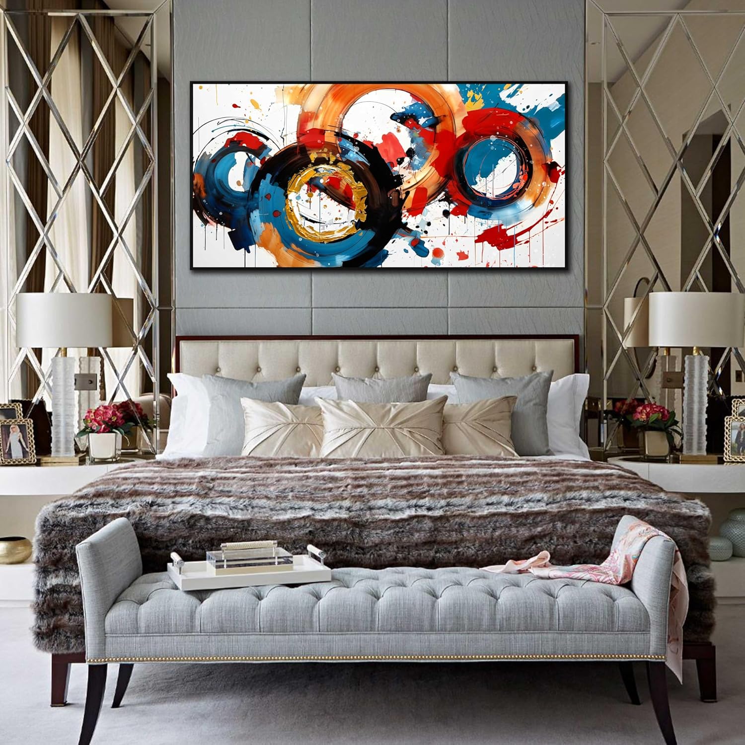 Abstract Wall Art With Black Wood Frames Large Canvas Prints Modern Living Room Bedroom Home Office