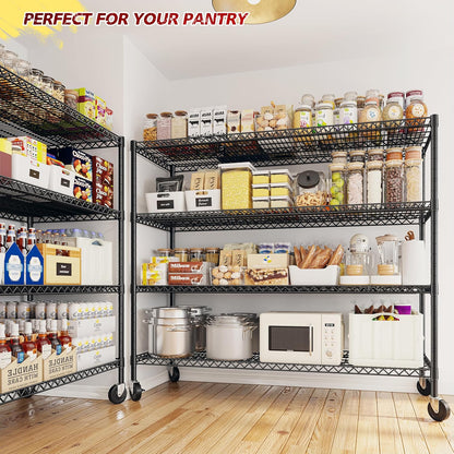 REIBII 75.6" H Storage Shelves Wire Shelving Unit with Wheels 2500LBS Garage Shelving Heavy Duty