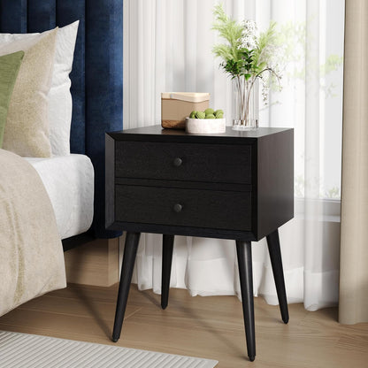 Christopher Knight Home Accent Bedside End Table, Acacia Wood Nightstand Side Table, Storage with 2