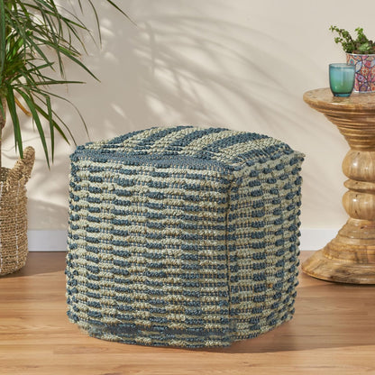 GDFStudio Boho Handmade Fabric Cube Pouf Ottoman Foot Stool - Bean Bag Floor Chair - Foot Rest