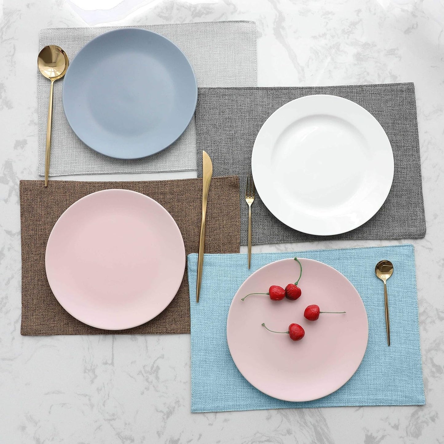 Home Brilliant Cloth Placemats Set of 8 for Holiday Dinner Linen Placemat Heat Resistant Dining