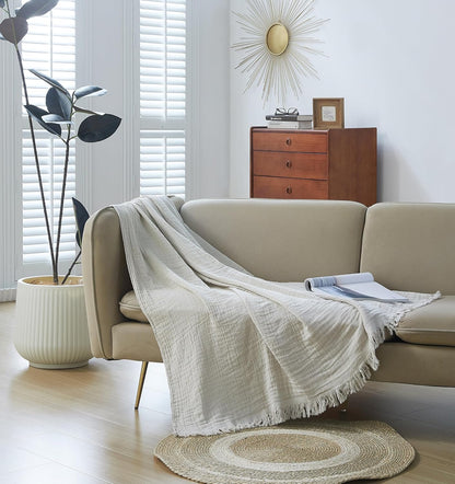 100% Cotton Muslin Throw Blanket for Bed, Couch, Small, Decorative, Soft, Pre-Washed, Breathable