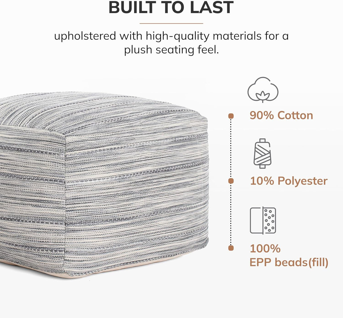 Anji Mountain 22"x22"x16" Handmade & Handcrafted Ottoman Pouf Comfortable Pouf Ottoman Foot Rest &