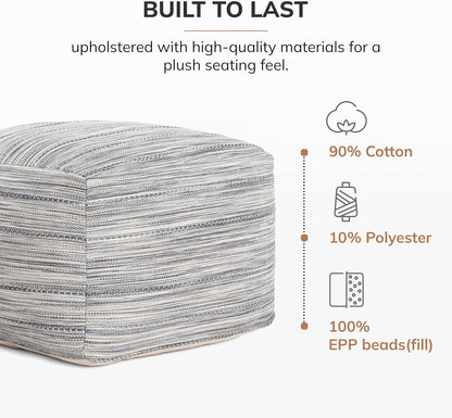 Anji Mountain 22"x22"x16" Handmade & Handcrafted Ottoman Pouf Comfortable Pouf Ottoman Foot Rest &