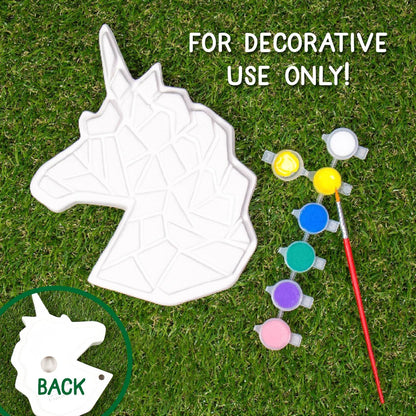 Creative Roots Mosaic Unicorn Stepping Stone, Includes 7-Inch Ceramic Stone & 6 Vibrant Paints, DIY