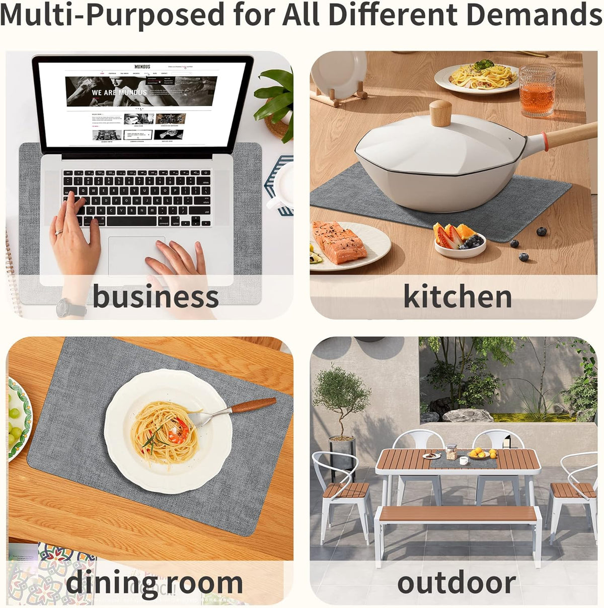 Maxpearl Faux Leather Placemats Set of 4 - Waterproof - Wipe Clean - Heat Resistant - Anti Slip