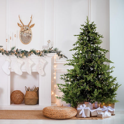 Fraser Hill Farm 9-Ft. Foxtail Pine Artificial Christmas Tree with Warm White LED Lights and Stand