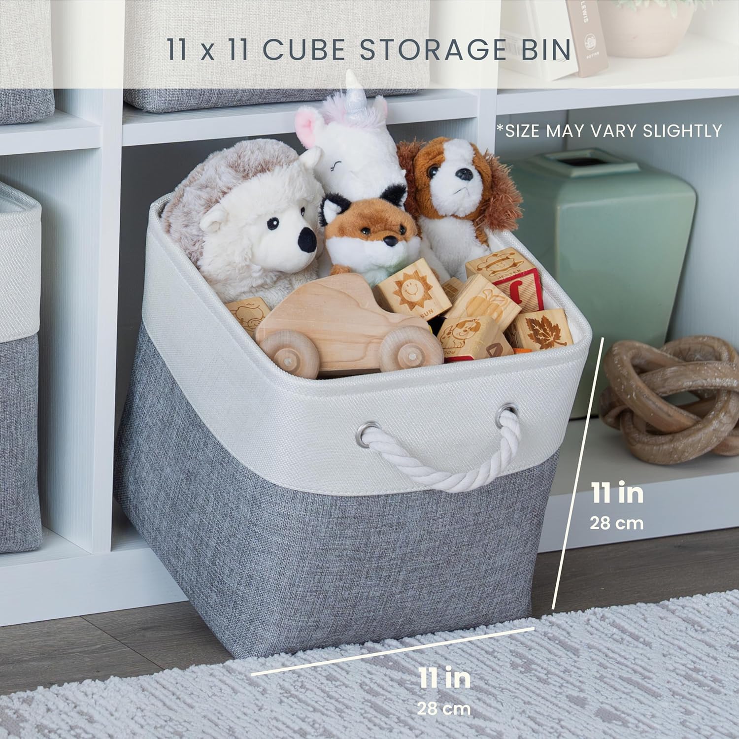 OrganiHaus 11x11 Cube Storage Bins 4 Pack, Foldable Cube Storage Organizer w/ Rope Handles