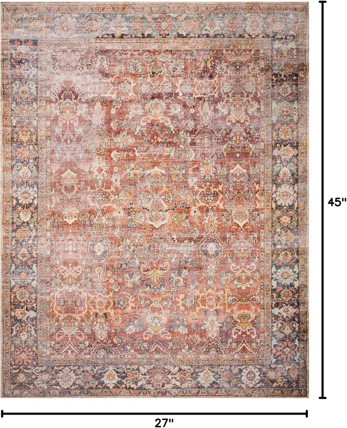 Loloi Layla Collection LAY-02 Spice/Marine 2'-3" x 3'-9" .13" Thick Accent Rug, Soft, Durable
