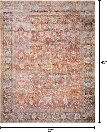 Loloi Layla Collection LAY-02 Spice/Marine 2'-3" x 3'-9" .13" Thick Accent Rug, Soft, Durable