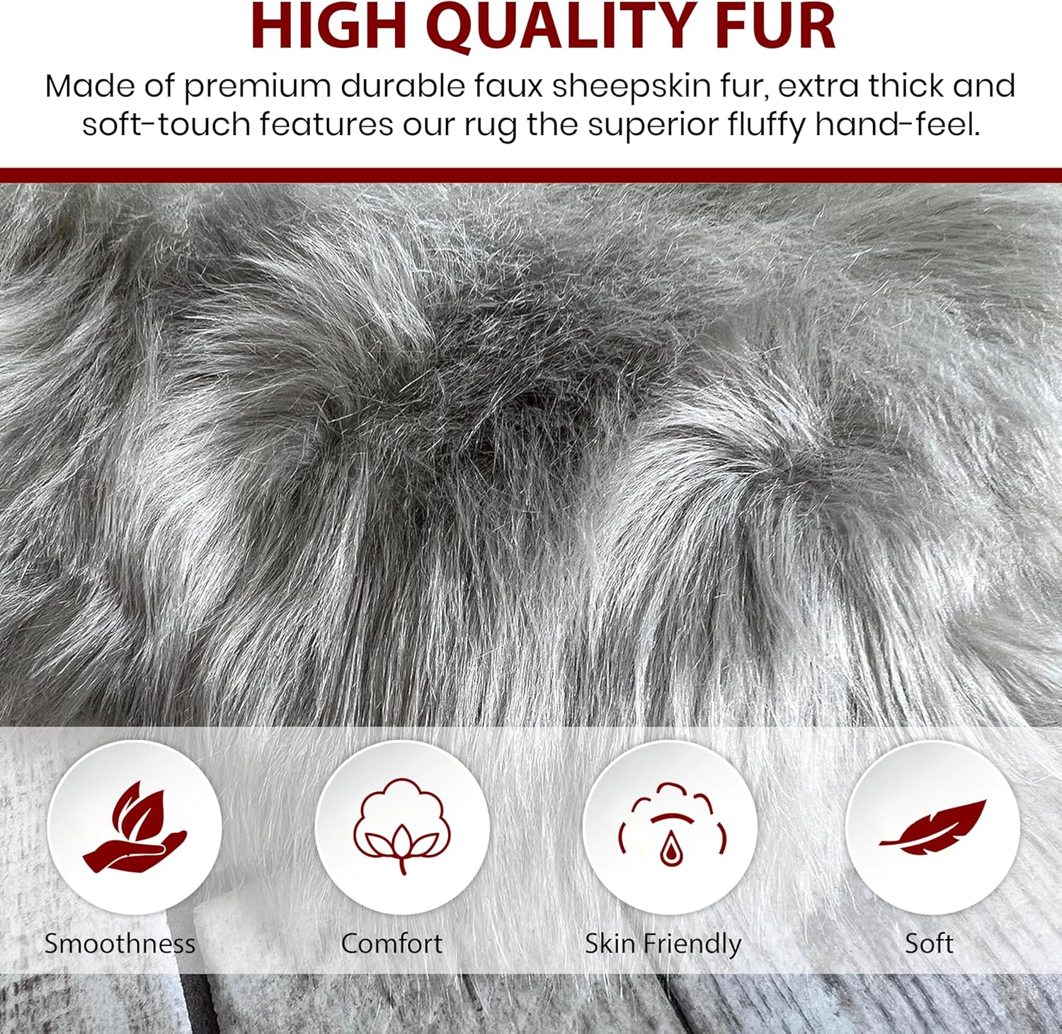 LAMBZY Faux Sheepskin Hypoallergenic Free Shape Silky Shag Rug, Luxury Shaggy Silky Plush Carpet