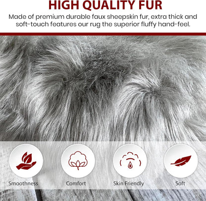 LAMBZY Faux Sheepskin Hypoallergenic Free Shape Silky Shag Rug, Luxury Shaggy Silky Plush Carpet