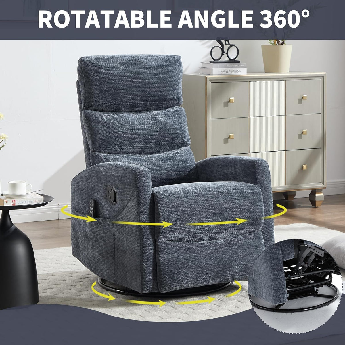 Manual Swivel Rocker Recliner Chair for Adults, Overstuffed Reclining Glider Chair for Nursing with
