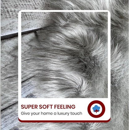 LAMBZY Faux Sheepskin Hypoallergenic Free Shape Silky Shag Rug, Luxury Shaggy Silky Plush Carpet