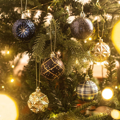 Valery Madelyn Ornaments for Christmas Trees, 16ct 2.36 Inches Blue and Gold Shatterproof Christmas
