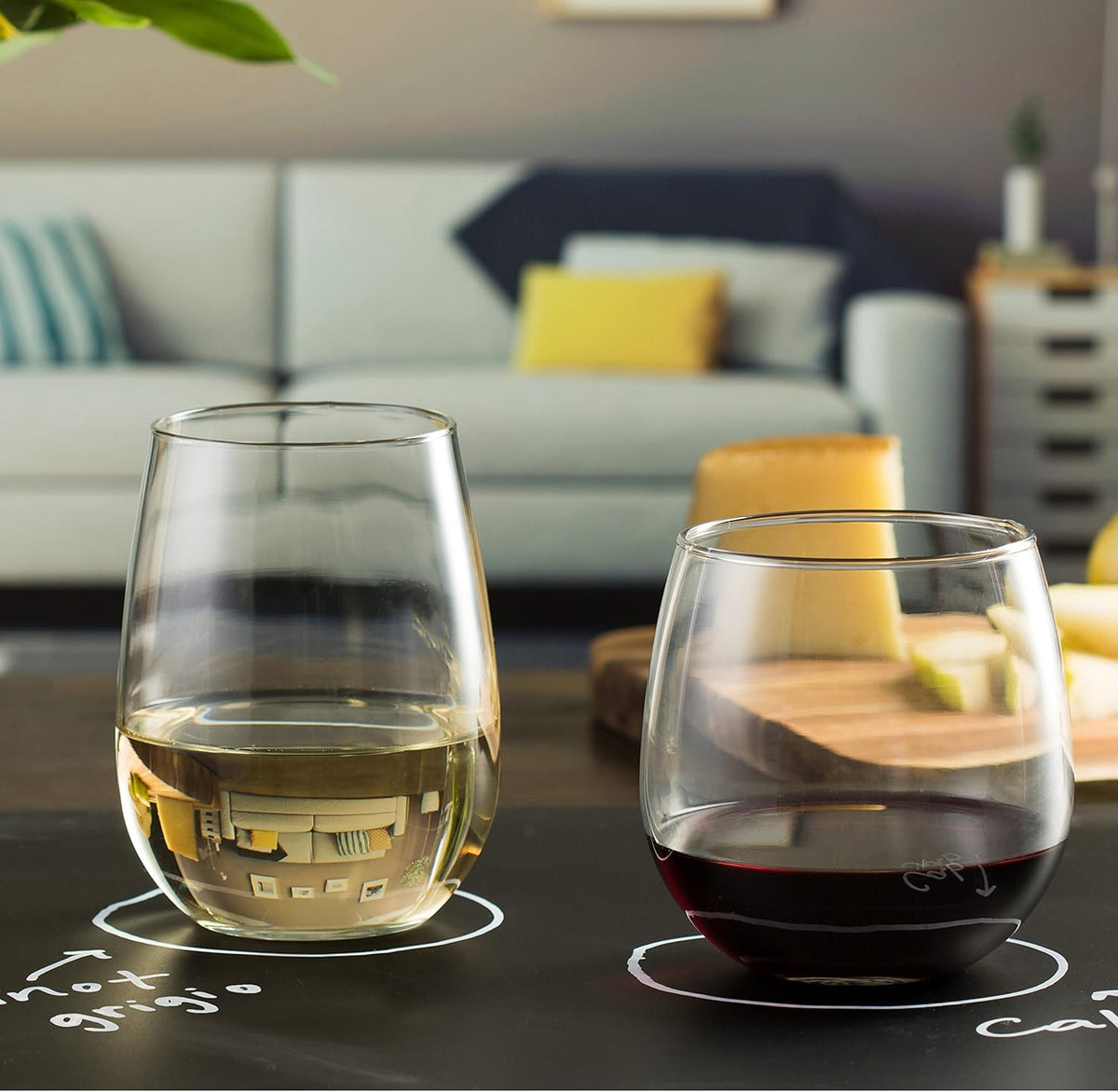 Libbey Stemless Wine Glasses Set of 12, Dishwasher Safe Set Of Wine Glasses, Perfect for Cocktails
