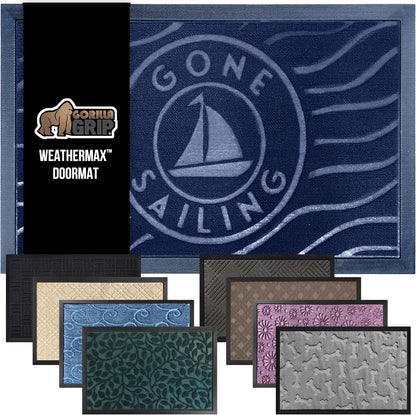 GORILLA GRIP 100% Waterproof All-Season WeatherMax Doormat US Designed Natural Rubber, Stain and
