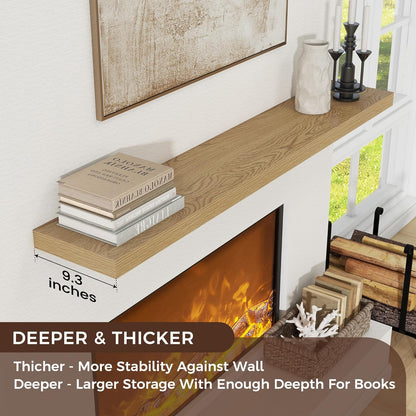 Floating Shelves for Wall, Large Wall Mounted Shelves with Invisible Brackets, Long Wood Floating