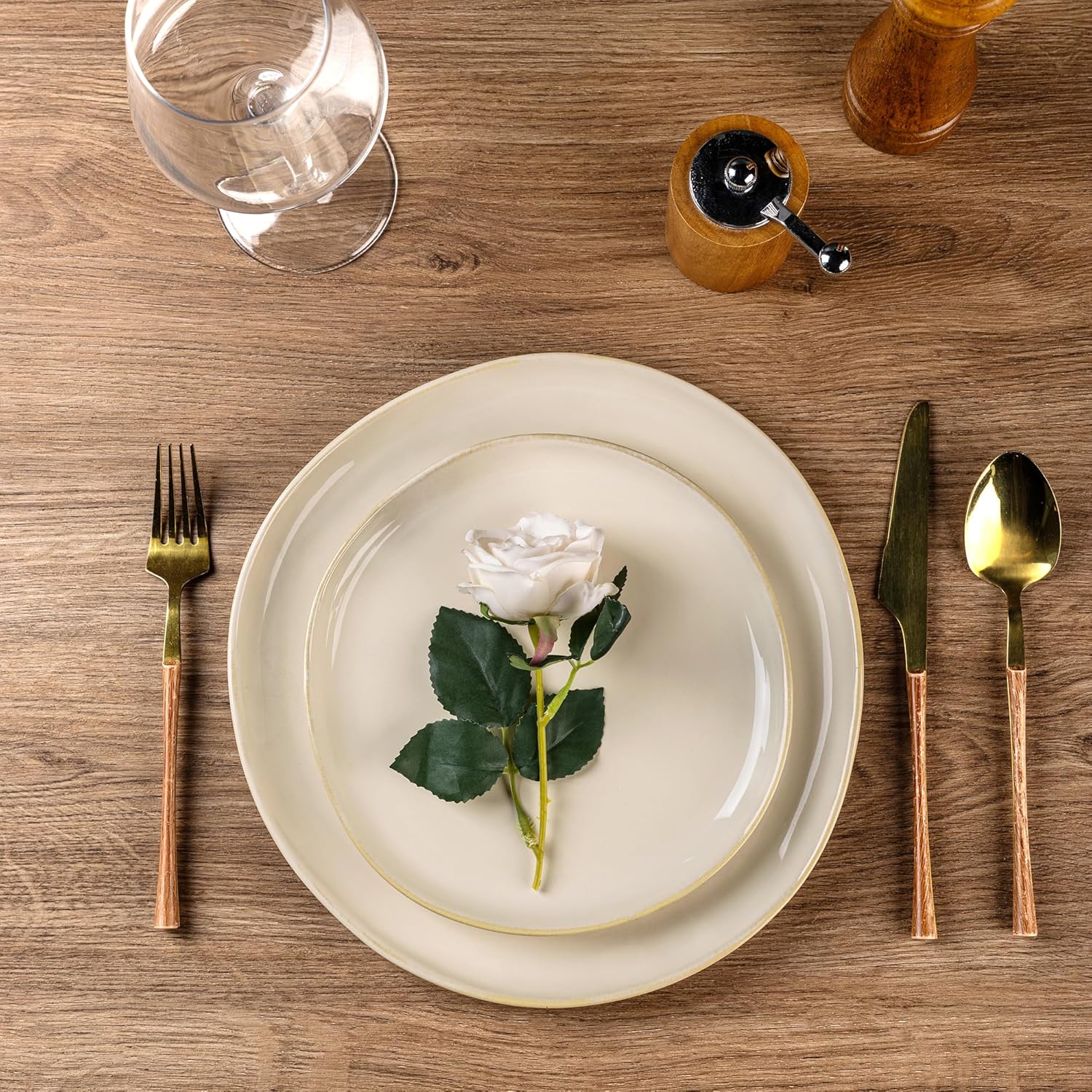 AmorArc Ceramic Dinnerware Sets,Handmade Reactive Glaze Stoneware Plates and Bowls Sets,Highly Chip