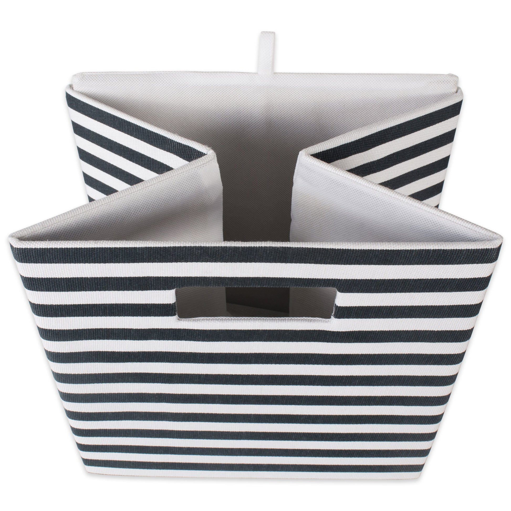 DII Collapsible Polyester Storage Cube, Pinstripe, Black, Large