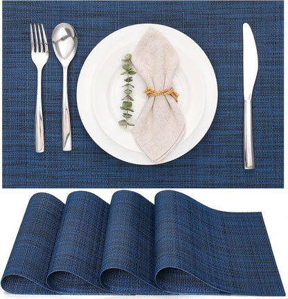 Myir JUN Placemats Set of 4, Vinyl Woven Placemats Place Mats Indoor Set of 4 Washable Table Mats